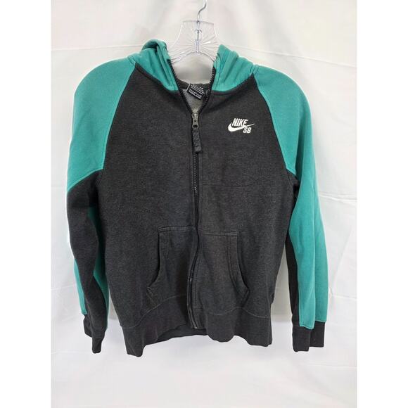 Nike SB Therma Fit Sweatshirt Boys 12-13 Year Full Zip Hoodie Pockets Colorblock - Picture 1 of 9